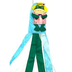 3D Puffy Frog Long Garden Windsock Flag Blue Pink Yellow Outdoor Decoration READ